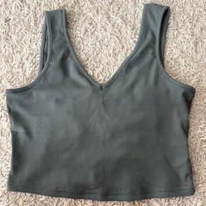 SHEIN Ribbed Tank Top in Sage Green